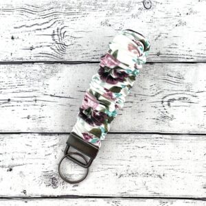 Purple floral Scrunchie Key Fob Keychain