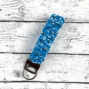 Turquoise Bandana Scrunchie Key Fob Keychain