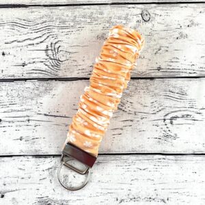 Orange and white floral Scrunchie Key Fob Keychain