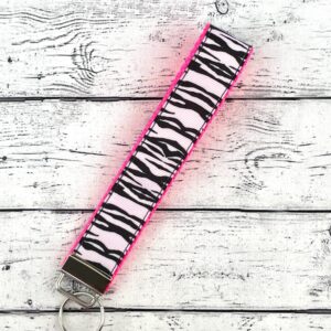 Zebra and Hot Pink Key Fob Keychain Wristlet