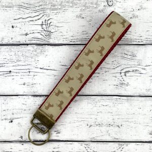 Tan and Red Horse Key Fob Keychain Wristlet