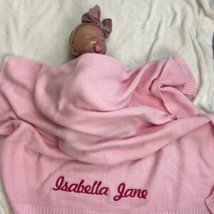 Personalized Knit Baby Blanket, Custom Name Cotton, Baby Shower Heirloom