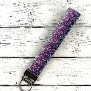 Purple and Grey Glitter Key Fob Keychain Wristlet